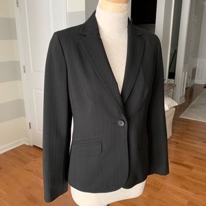 Ann Taylor Suit Jacket Coat, Black Pinstriped, 4P